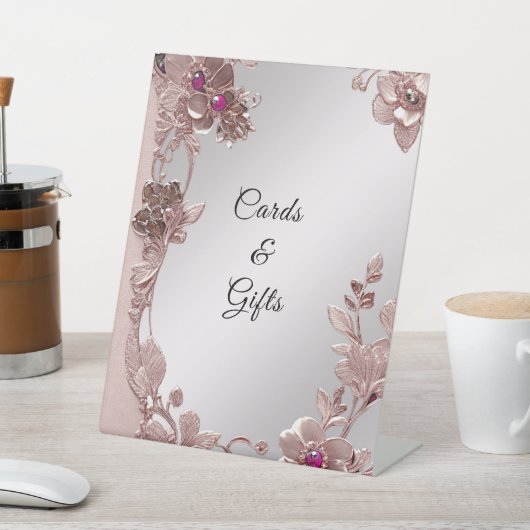 ピンクの華美フローラテーブルトップシンボルや象徴 台座サイン (インサイチュ)