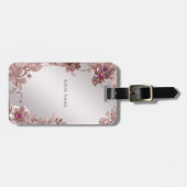 ピンクの華美フローララゲージタグ ラゲッジタグ (正面横)