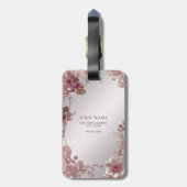 ピンクの華美フローララゲージタグ ラゲッジタグ (裏面縦)