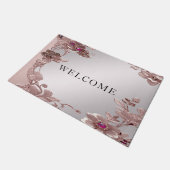 ピンクの華美フローラ形式 ドアマット (アングル)