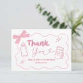 ピンクの落書きベイビー・ブリューお礼カード サンキューカード (スタンド正面)