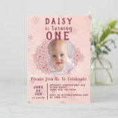 ピンクの落書き花の写真 招待状 (スタンド正面)