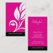 ピンクの葉のサロンのスパの名刺 名刺 (正面/裏面)