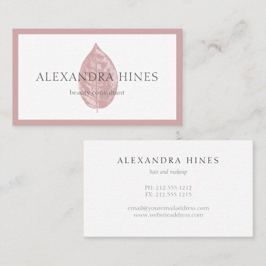 ピンクの葉の名刺 名刺 (正面/裏面)