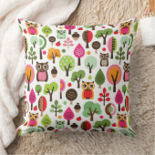 ピンクの葉の木のレトロのフクロウパターン クッション (ブランケット)