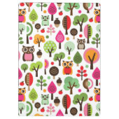 ピンクの葉の木のレトロのフクロウパターン クリップボード (裏面)