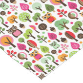 ピンクの葉の木のレトロのフクロウパターン ショートテーブルランナー (コーナー)