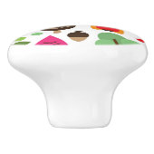 ピンクの葉の木のレトロのフクロウパターン セラミックノブ (側面)