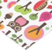 ピンクの葉の木のレトロのフクロウパターン テーブルクロス (アングル)