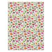 ピンクの葉の木のレトロのフクロウパターン テーブルクロス (正面)