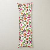 ピンクの葉の木のレトロのフクロウパターン ボディピロー (裏面 (縦))