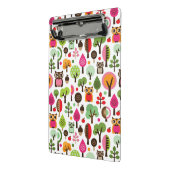 ピンクの葉の木のレトロのフクロウパターン ミニクリップボード (アングル2)