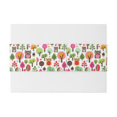 ピンクの葉の木のレトロのフクロウパターン 招待状ベリーバンド (裏面例)