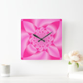 ピンクの葉の花弁 スクエア壁時計 (ホーム)