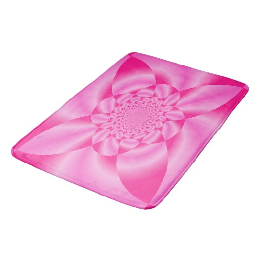 ピンクの葉の花弁 バスマット (アングル)