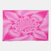 ピンクの葉の花 キッチンタオル (横)