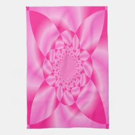 ピンクの葉の花 キッチンタオル