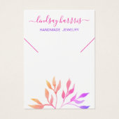 ピンクの葉ネックレスジュエリーディスプレイカード (正面)