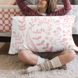 ピンクの葉フローラと羽毛のパターン 枕カバー