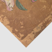 ピンクの葉フローラバード日本のヴィンテージの分離 薄葉紙 (詳細)