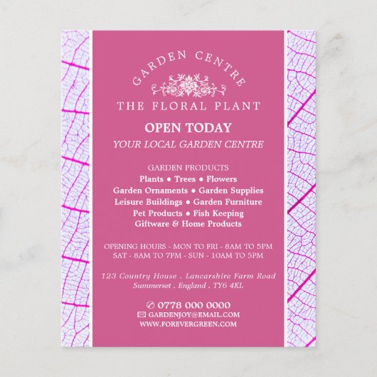 ピンクの葉、ガーデンセンター、園芸家 チラシ (正面)