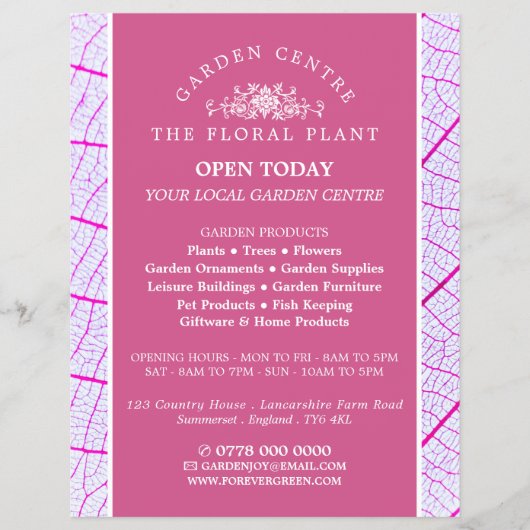 ピンクの葉、ガーデンセンター、園芸家 チラシ (正面)