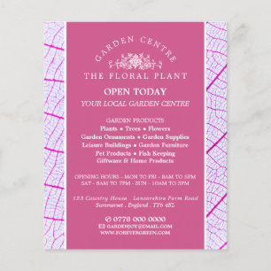 ピンクの葉、ガーデンセンター、園芸家 チラシ