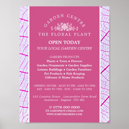 ピンクの葉、ガーデンセンター、園芸家 ポスター (正面)