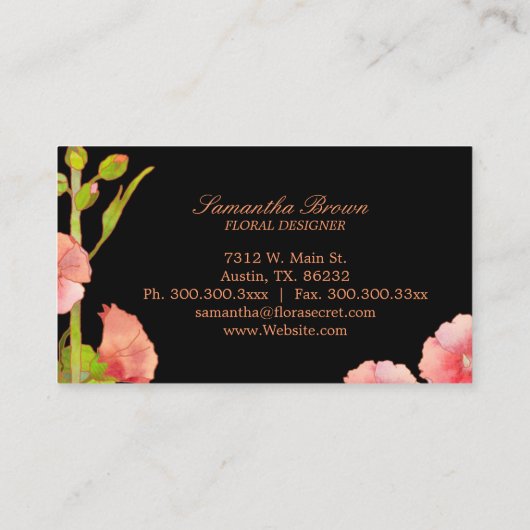 ピンクの葵の花エレガント屋 名刺 (裏面)