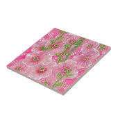 ピンクの葵マローマルバフラワーフローラ絵画ズ タイル (側面)