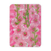 ピンクの葵マローマルバフラワーフローラ絵画ズ マグネット (縦)