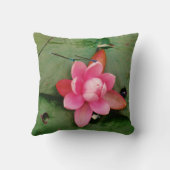 ピンクの蓮に青いトンボ クッション (裏面)