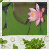 ピンクの蓮の水百合花園 キッチンタオル (折り畳み)