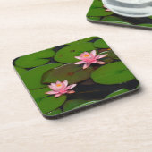 ピンクの蓮の水百合花園 コースター (左側)