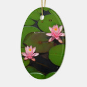 ピンクの蓮の水百合花園 セラミックオーナメント (左)