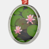 ピンクの蓮の水百合花園 メタルオーナメント (左)
