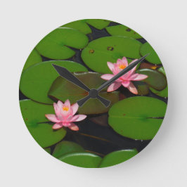 ピンクの蓮の水百合花園 ラウンド壁時計