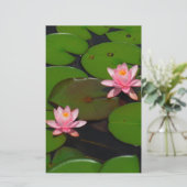 ピンクの蓮の水百合花園 便箋 (スタンド正面)