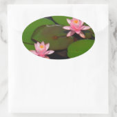 ピンクの蓮の水百合花園 楕円形シール (バッグ)
