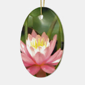 ピンクの蓮の水百合花 セラミックオーナメント (左)