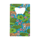 ピンクの蓮の池の虎 クレジットカード栓抜き (裏面)