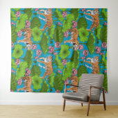 ピンクの蓮の池の虎 タペストリー (インサイチュ(横))