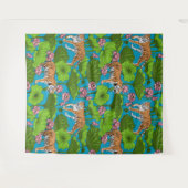 ピンクの蓮の池の虎 タペストリー (正面(横))