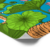 ピンクの蓮の池の虎 ポスター (角)