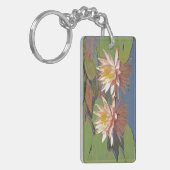 「ピンクの蓮の花が2つ」キーチェーン キーホルダー (正面左)