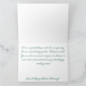 ピンクの蓮の花と結婚緑 サンキューカード (内部)