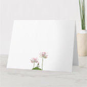 ピンクの蓮の花と結婚緑 サンキューカード (裏面)