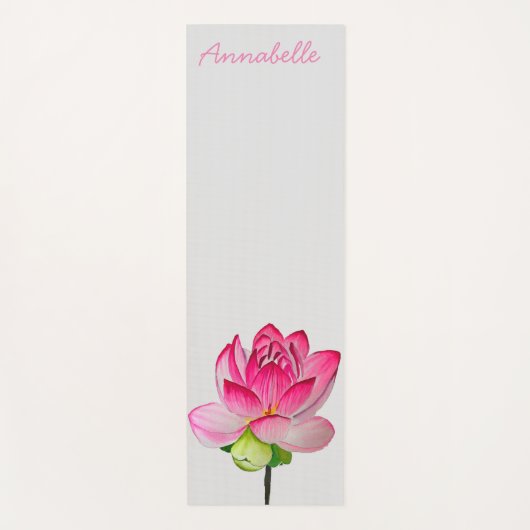 ピンクの蓮の花の個人的なエネルギ鮮やかーな芸術 ヨガマット (正面)