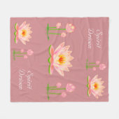 ピンクの蓮の花の埃っぽいバラ色 フリースブランケット (正面(横))