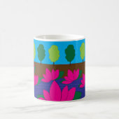 ピンクの蓮の花の庭 コーヒーマグカップ (中央)